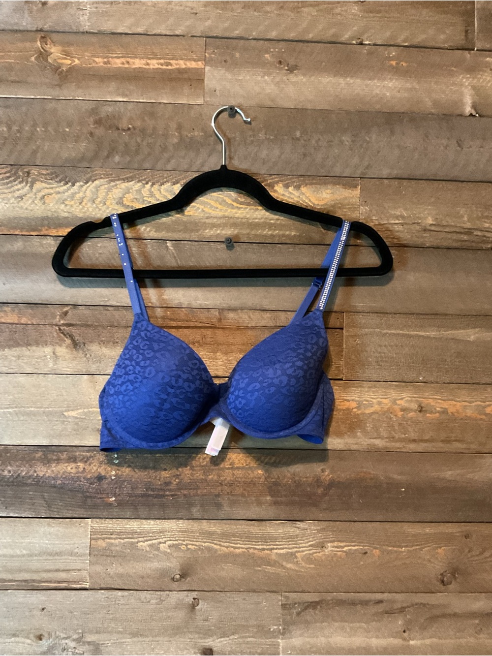 Victoria’s Secret PINK Wear Everywhere Push Up Bra Blue Lace Size 36B